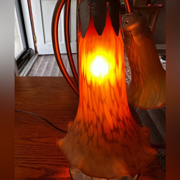 Meyda Tiffany Pond Lily 3 Light Accent Lamp, 16" Height, Amber - Picture 8 of 13